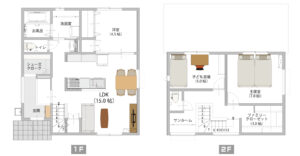 北区笹山モデルハウス間取り図